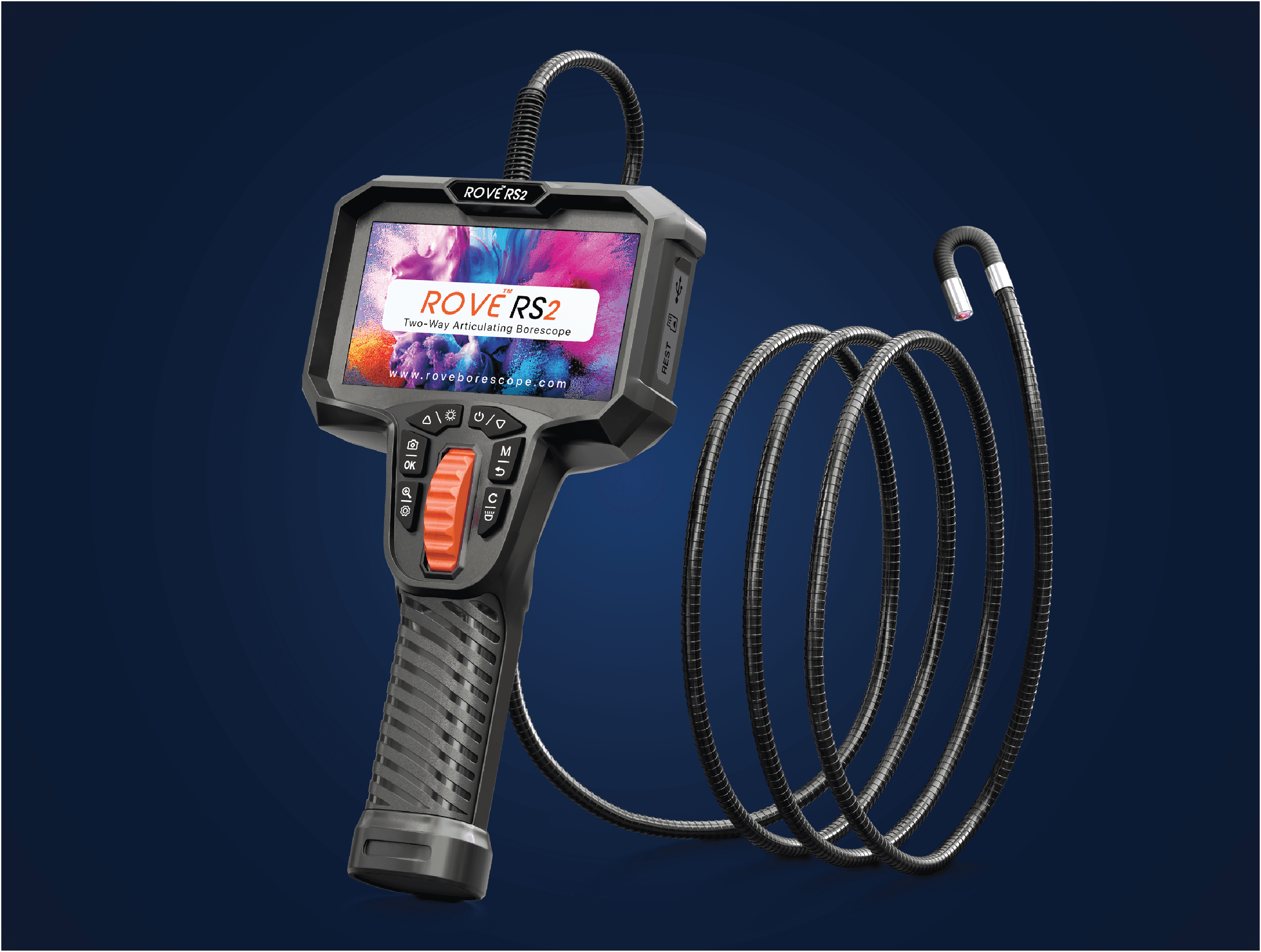 ROVE RS2 Borescope handset with articulating gooseneck probe